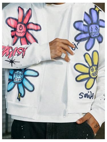 SOLY HUX Men's Y2k Hoodie Zip Up Jacket Floral Print Hooded Sweatshirts Hip Hop Streetwear3