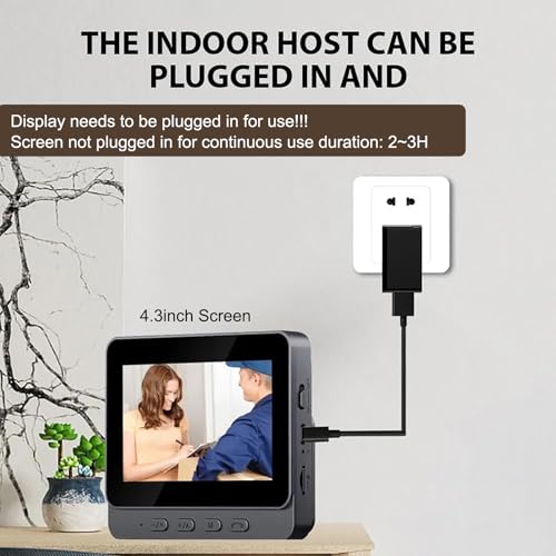 Drahtlose Video Türklingel mit Kamera Outdoor IP65 Wasserdicht 1080P kabellose Türklingel 4,3 Zoll IPS Bildschirm Türklingel Funk 170° HD Kamera Gegensprechanlage Infrarot Nachtsicht Zwei-Wege-Audio