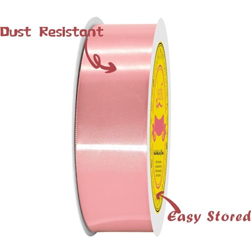 Image of Double Face Dusty Pink Satin Ribbon 1-1 /2 inch X 50 Yards Polyester Dusty Pink Ribbon for Gift Wrapping Very Suitable for Weddings Party Hair Bow Invitation Decorations and More
