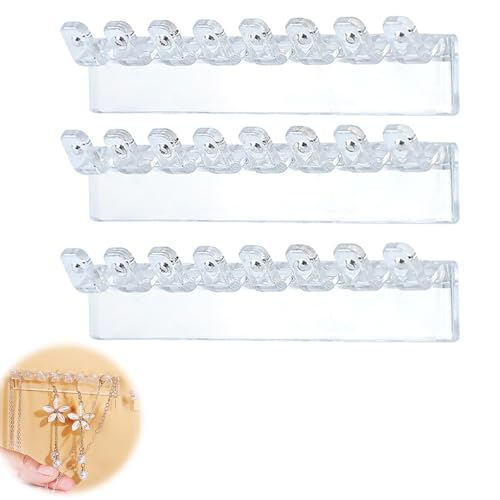 ARYIMYDP 3 Piezas Organizador de Joyas Pared Transparente, Colgador de Collares para Pulseras Pendientes, Adhesivo Sin Taladrar, Ahorra Espacio Diseño Moderno