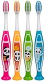 PRO-SYS Panda Kids Extra Soft Toothbrush with Suction Cup Bottom, Sammie The Panda, for Boys & Girls