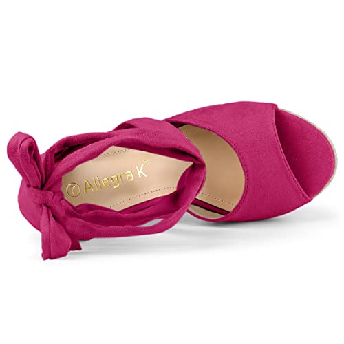 Sandales compensées anti-douleur à lacets pour marcher stable en rose - 5