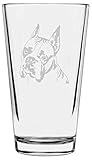 Boxer Dog Themed Etched All Purpose 16oz Libbey Pint Glass