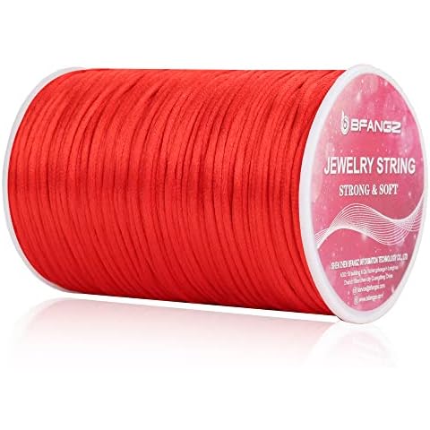 Nylon Cord Satin String,BFANGZ 110 Yards String for Necklace Bracelet Jewelry Making Chinese Knot Craft Macrame Waxed Trim Bulk Beading Thread (2.5MM, Red) Cover