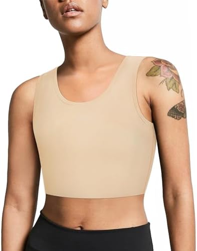 LEINIDINA Chest Binder for Transgender FTM LGBT Tomboy Tops Women Breathable Binder Bra Tank Tops Elastic, Skin, L