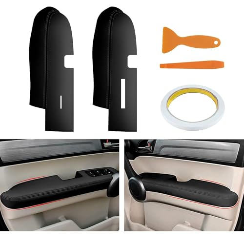 AOMSAZTO Front Door Panels Armrest Cover Leather Left & Right for Honda Cr-V CRV 2007-2012 (Black)