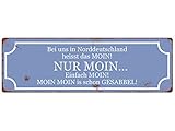 Handgefertigt Interluxe METALLSCHILD Shabby Vintage Blechschild BEI Uns IN NORDDEUTSCHLAND Deko Geschenk Familie