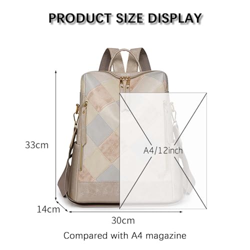 Women's Casual Fashion Colorblock Backpack, Multifunctional Travel Anti-theft Backpack, Crossbody Backpack or Backpack KHAKI2