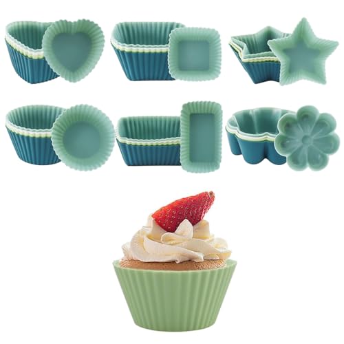 Bangbobi Muffin Pan Silicone Set da 24 Pezzi, 6 Diverse Forme Teglie da Forno Antiaderenti in Silicone, Lavabili in Lavastoviglie - Teglie da Forno Multifunzionali in Silicone
