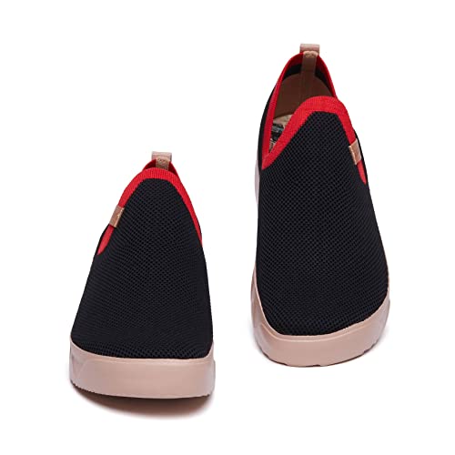 UIN Platform Slip On Shoes for Women Knit Fashion Painted Lightweight Comfortable Casual Fall Shoes Outdoor Travel Work Comfort Women's SneakersCharcoal Black (8) by UIN - Used condition - Image 3