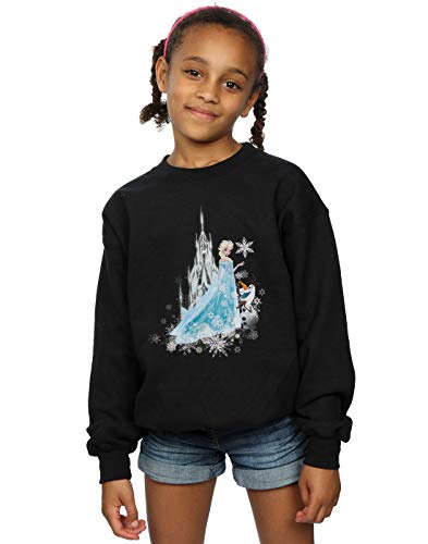 Disney Girls Frozen Elsa And Olaf Winter Magic Sweatshirt Black 9-11 Years