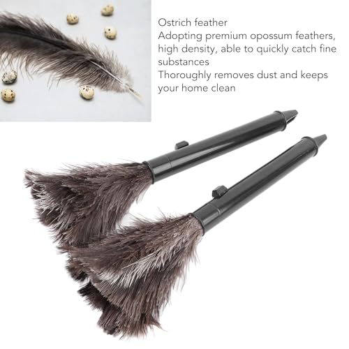 Image of Hztyyier 2Pcs Retractable Feather Duster Ostrich Feathers Duster, Elastic Retractable Pole, Efficient Dust Removal, Multifunctional Use, Long Handle