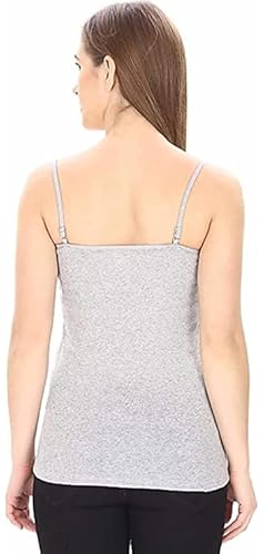 Grey Colour Women Girls Camisole with Removable and Adjustable Strap Slip Spaghetti Top Innerwear (Free Size: Size Best fit 30 � 36 I