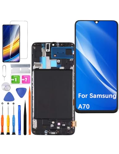 Screen Replacement for Samsung Galaxy A70 Incell, A705F A705W A705X A705U A705FN/GM/MN/YN LCD Display Touch Digitizer Assembly with Repair Part Tools(Black with Frame,Without Fingerprint)