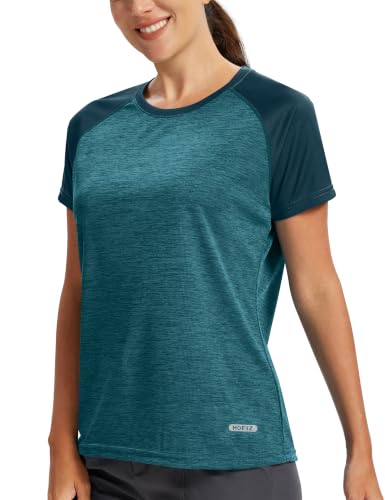 Image of MoFiz Women's Short Sleeve UPF 50+ Sun Protection Sports T-Shirt Quick Dry Running Workout Athletic Tee Top