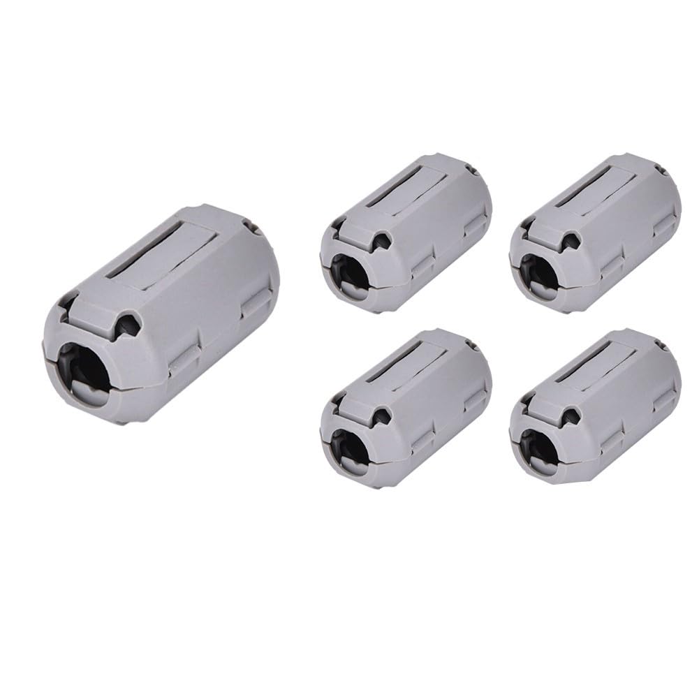 Anillo de filtro supresor de ruido de núcleo de ferrita, clip de cable de 5 mm para reducción de RFI, gris, paquete de 2