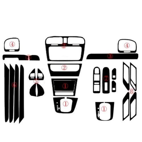 Kit autocollants fibre de carbone 5D noir protection panneau central Golf 6