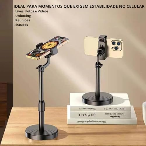 Suporte Para Celular Estabilizador De Mesa Articulado 360º Regulagem de Altura Base Pesada, Tripe Pa