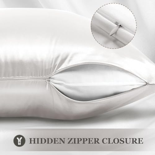 Adubor 100% Silk Pillowcase - Mulberry Silk Pillow Cases, 22 Momme 6A Grade Fibers, Silk Pillow Case for Hair and Skin Health, with Hidden Zipper (Standard 20''×26'', Ivory White, 1PC) by Adubor - Used condition - Image 5