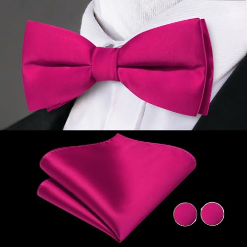 Image of Dubulle Mens Cummerbund and Bow Tie Set Paisley Floral Pretied Bowties for Men Pocket Square Cufflinks Wedding Business
