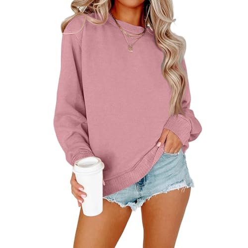 Image of Women Crew Neck Sweatshirts Fall Casual Oversized Sweat Shirts Long Sleeve Cute Preppy Sweatshirt Comfort Pullover