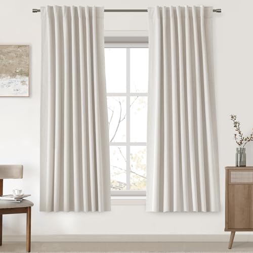 UHITECH Cream Blackout Curtains 60 Inch Long 2 Panels Set, Living Room
