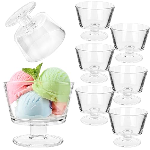KADAX Coupes à Glace de 280 ml, Élégantes Coupes à Dessert en Verre Transparent, Idéales pour Servir des Glaces, Sorbets et Puddings (Lot de 6)
