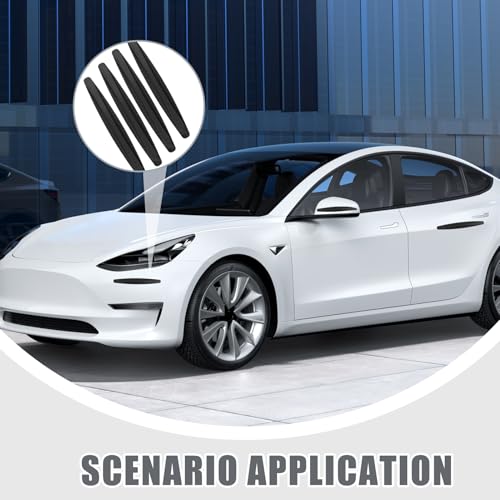 4 piezas de protectores de borde de puerta de coche de fibra de carbono negra, protector de borde de puerta de coche anticolisión, anti-fricción, tiras decorativas para la mayoría de las puertas de - imagen 5