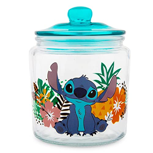 Silver Buffalo Disney Lilo & Stitch Glass Snack Jar Container With Lid | 6 Inches Tall