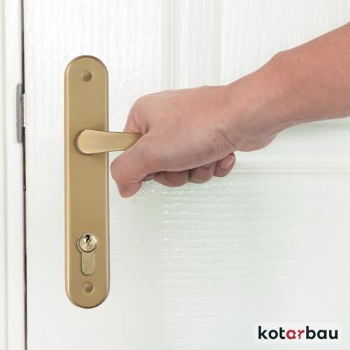 KOTARBAU® Türgriff 90 mm Links Rechts für Profilzylinder Gold Türgarnitur Türbeschlag Türdrücker Türklinke Drückergarnitur Zimmertür Klinke Alu