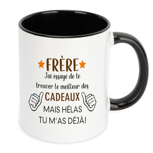 Hroanc Cadeau Frere Mug 330 mL Idee Cadeau Pour Son Frère Cadeaux Pour Beau Frere Frère Anniversaire Saint Valentin Paques Fête Des Pères Noël Cadeaux Amitié Cousine Original Utile Tasse Hommes Drôle