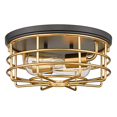 Ceiling Light Fixture Flush Mount, Hwh Industrial Close To Ceiling Light, Farmhouse Light Fixture Ceiling For Hallway, Living Room, Kitchen, Brushed Gold And Matte Black Finish, 5Hlt65F Bk+Bg #TOP14