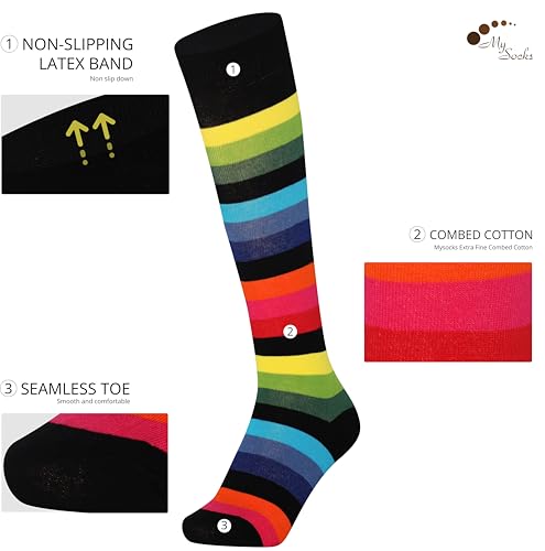Image of Mysocks Unisex Extra Fine Combed Cotton Rainbow Socks | Seamless Toe | Reflect Your Style | Make Your Steps Enjoyable