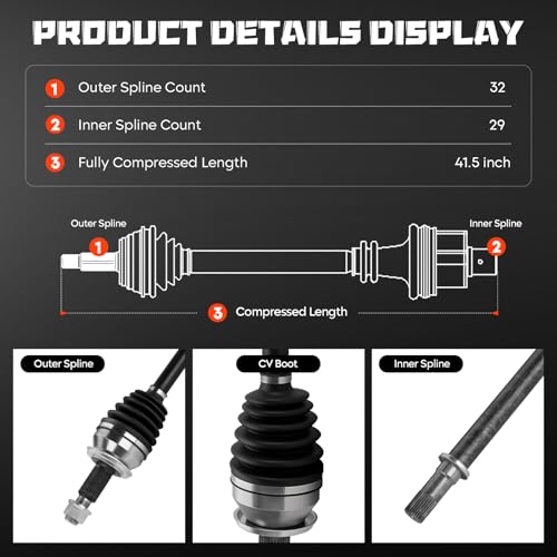 Front Right CV Axle Shaft Assembly Fits for Nissan Pathfinder FWD 3.5L 2013-2019, for INFINITI QX60 2014-2019 & JX35 3.5L 2013, FWD Only, Not for Hybrid Model, Passenger Side, for 66-6446 by Yeywo - Used condition - Image 2