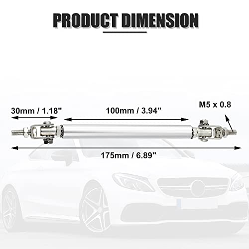 X Autohaux 1Pair 100Mm 3.94" Universal Splitter Support Rods Adjustable Front Bumper Lip Splitter Strut Rod Tie Support Bars For Car Silver Tone #TOP2