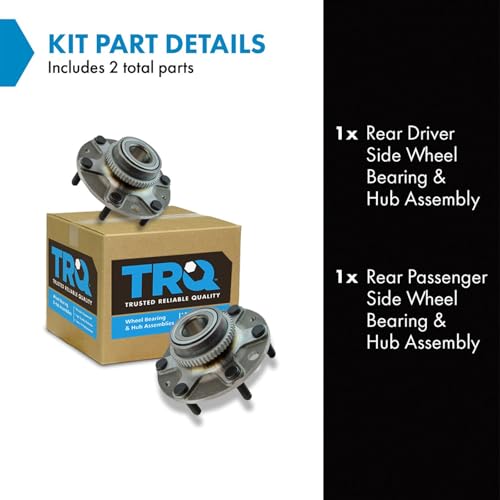 Image of TRQ Rear Left and Right Wheel Bearing and Hub Assembly Set 2 Piece Compatible with 2006-2012 Kia Sedona 2014 Sedona 2007-2008 Hyundai Entourage