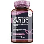 Premium Garlic Capsules - Odourless High Strength 15,000mg - 180 Soft Gel Capsules of Deodourised Cold Pressed Garlic Oil from Allium Sativum – 6 Month Supply - Made in The UK by Nutravita