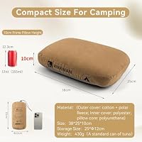 HIKEMAN Camping Kopfkissen Komprimierbar Reisekissen - Ultraleicht Nackenkissen aus Memory-Foam,Strandkissen Kopfkissen für Reise,Wandern,Outdoor (Grau) – Ansicht 4