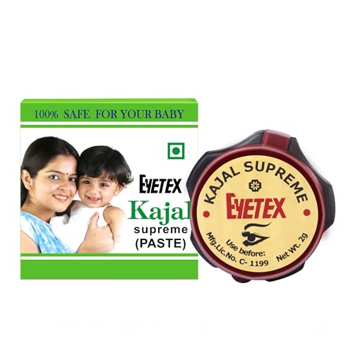 Eyetex Kajal Supreme Paste, Black, Pack of 10, Baby-Safe, All Natural Kajal, Skin-Friendly, Cooling Effect on Eyes, Popular for over 80 years, Vegan - Image 3
