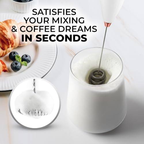 Image of Zulay Kitchen Powerful Milk Frother Wand With Duracell Batteries - Ultra Fast Handheld Drink Mixer - Electric Whisk Foam Maker for Coffee, Lattes, Cappuccino & Matcha - Triple Whisk - Black