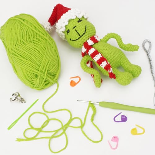 Image of ALODNY Crochet Kit for Beginners,Christmas Crochet Kit for Beginners Adults,Knitting Kits Hooks Yarn Set with Step-by-Step Video Tutorials