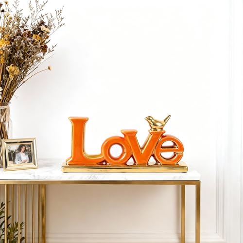Estatua Decorativa Love Sign Blanco y Dorado miniatura 5