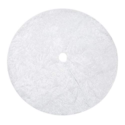 Sattiyrch Faux Fur Christmas Tree Skirt 36",White Xmas Decorations for 6ft Christmas Tree (White, 36in) - Thumbnail 2