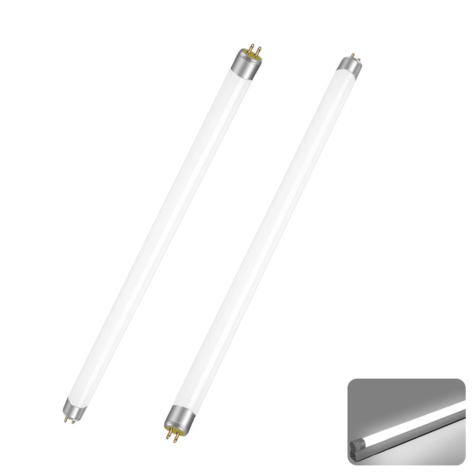 T8 Fluorescent Light Tubes 15W, T8 Fluorescent Tube 450mm, 6000K Cool White,1100LM, G13 Base Strip Light Bulb, No Flicker, 220V Energy Saving Tube for Cabinet Bathroom Garage Emergency, 2 Packs