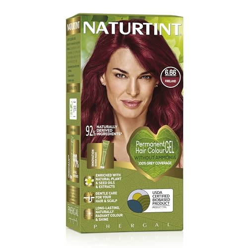 Naturtint Permanent Hair Colour Gel 6.66 Fireland Plant Enriched Biobased Ammonia Free Long Lasting Grey Coverage and Radiant Colour Nourishment and Protection