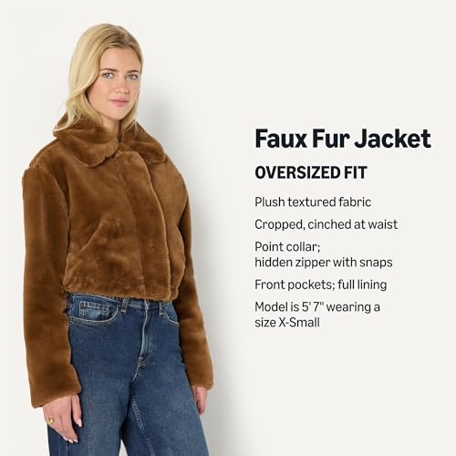 Image of Amazon Essentials Women's Oversized-Fit Cropped Faux Fur Jacket with Collar