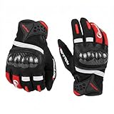 Lufee Motorrad Handschuhe Herren Sommer – Schwarz, Touchscreen, mit Kohlefaser-Knöchelprotektoren, atmungsaktiv | L