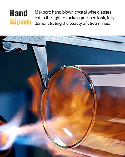 Maxboro Red Wine Glasses Set Of 2, Hand Blown Lead-Free Burgundy Wine Glasses, Long Stem Glasses For Wine Tasting, 15.2 Oz #TOP3