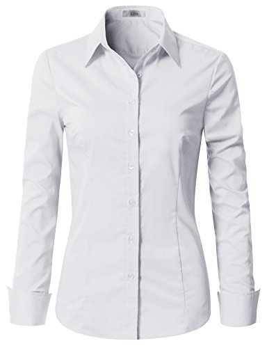 EZEN Womens Long Sleeve Shirts White Large