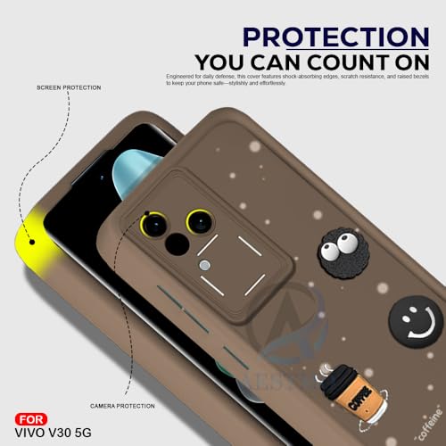 Image of AESTMO Back Case Cover for Vivo V30 5G Cover | Cute Fun Cartoon 3D Ball | Coffee Silicone Case | Full Body Protection | Camera Protection Back Cover for Vivo V30 5G (Brown)
